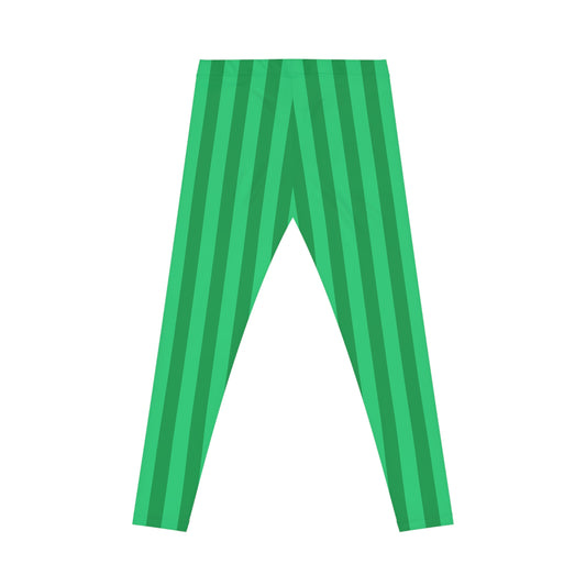 Women's Casual Leggings (AOP) Stripes green