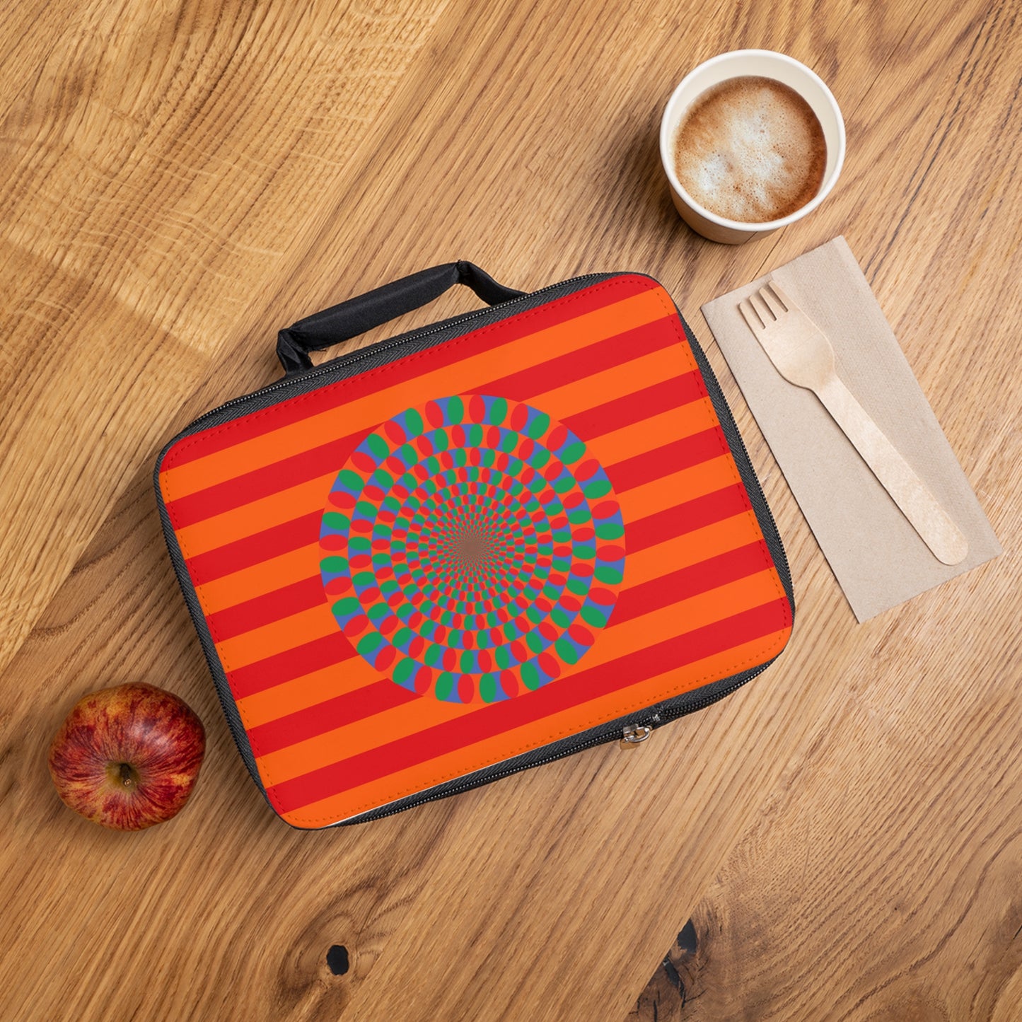 Lunch Bag Orange Optical Art