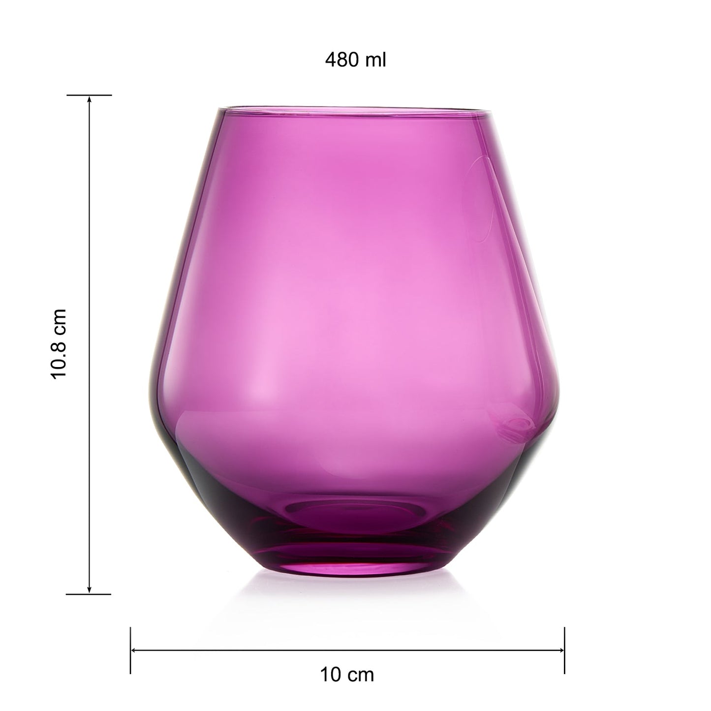 Amethyst & Rose Colored Wine Glasses For Everyday, Girlfriend, Wife, Valentines Day | Set of 2 | Large 16 oz Stemless Glasses, Purple, Red Pink Italian Style, Water, Tumbler Beautiful Hand-Blown Glass