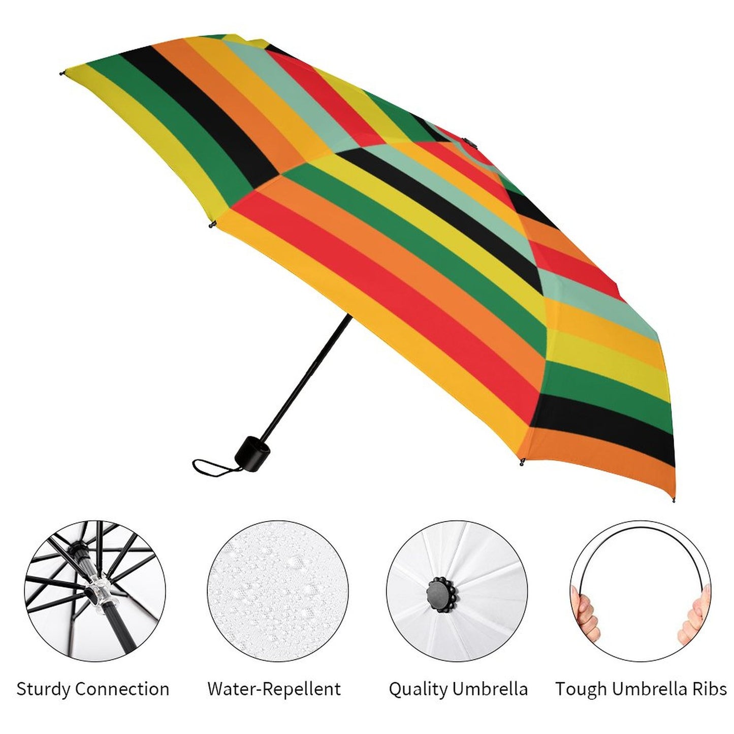 Lightweight 3-fold Umbrella Colorfull Stripes