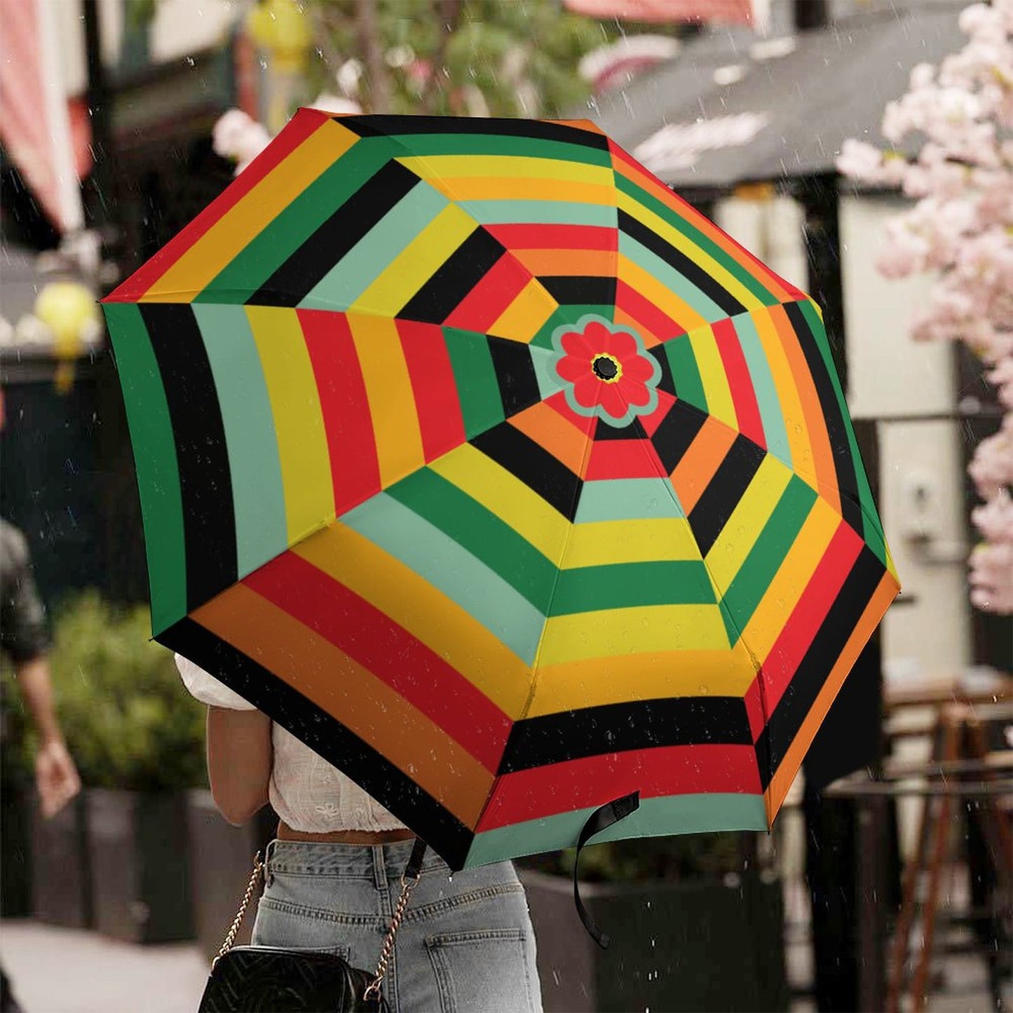 Lightweight 3-fold Umbrella Colorfull Stripes