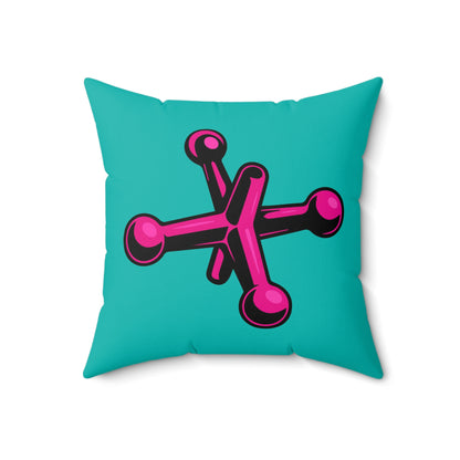 Faux Suede Square Pillow Jacks fushia - turquoise