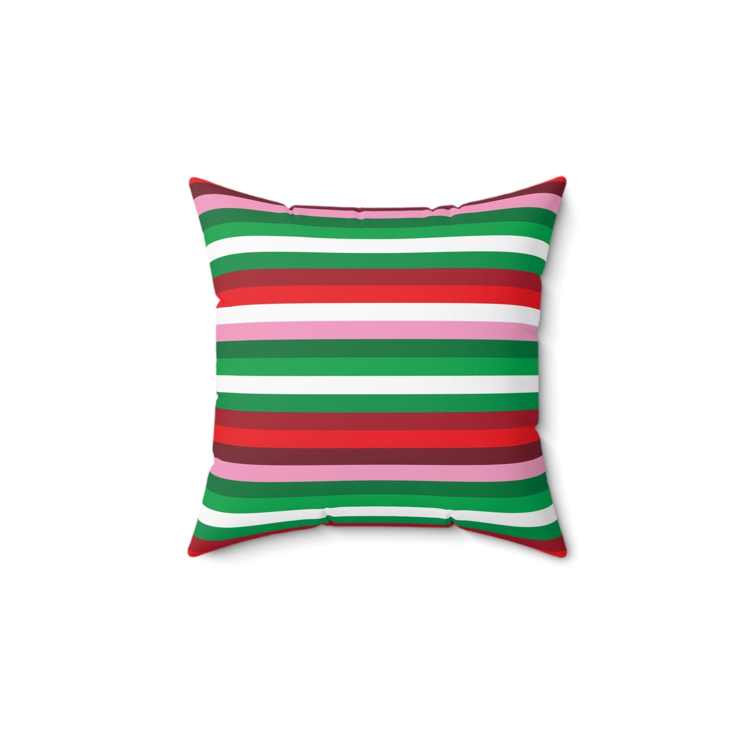 Faux Suede Square Pillow Christmas Stripes 2