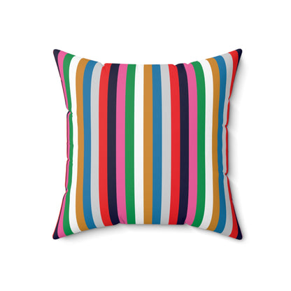 Faux Suede Square Pillow Christmas Stripes