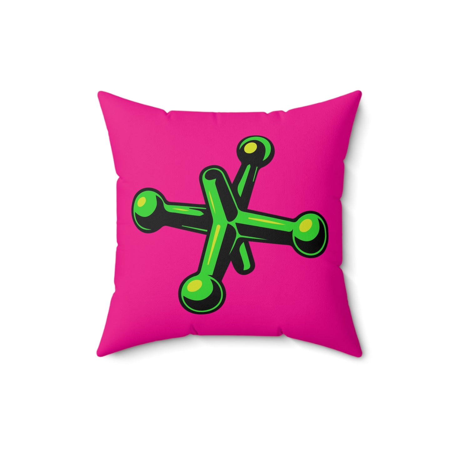 Faux Suede Square Pillow Jacks green - fushia