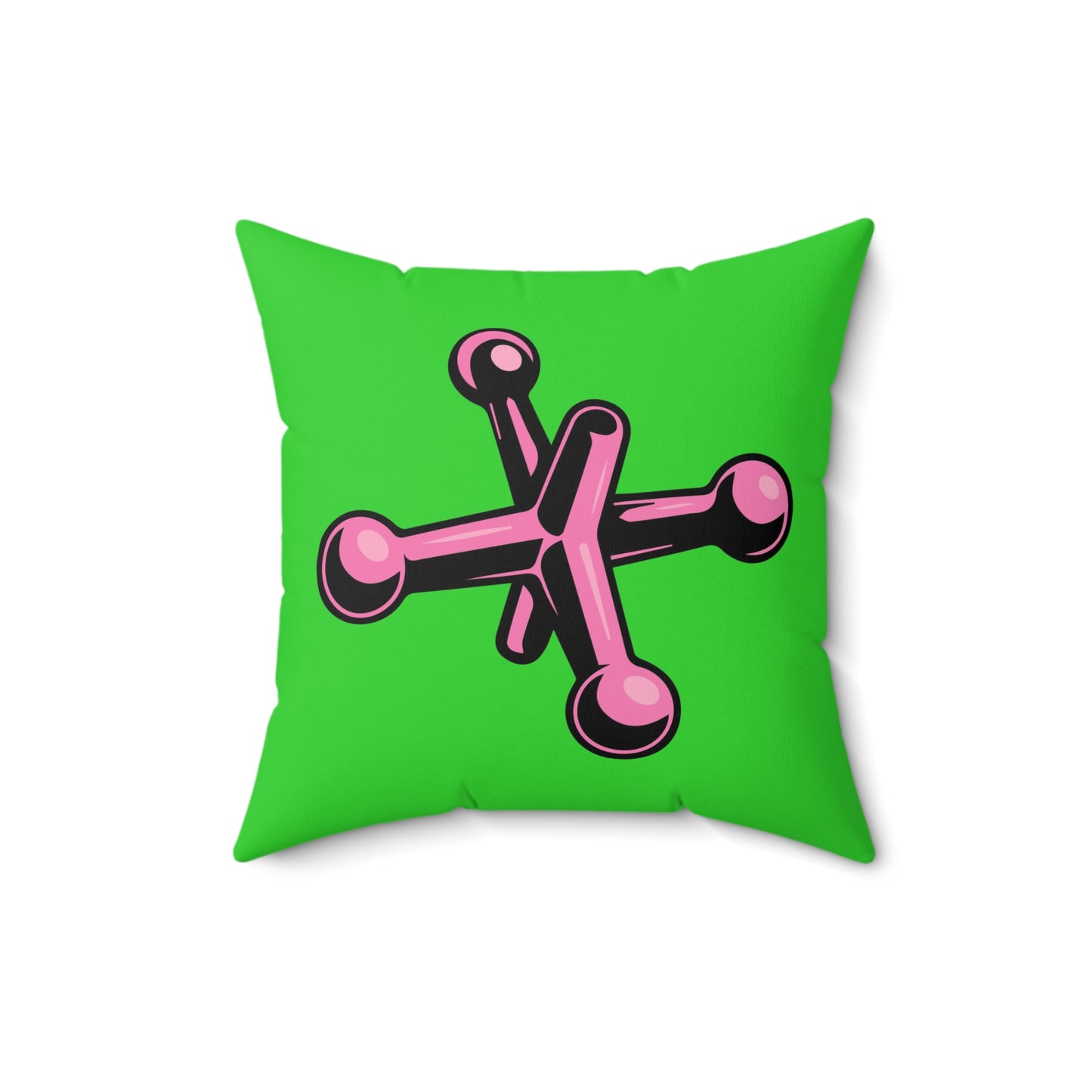 Faux Suede Square Pillow Jacks pink - green