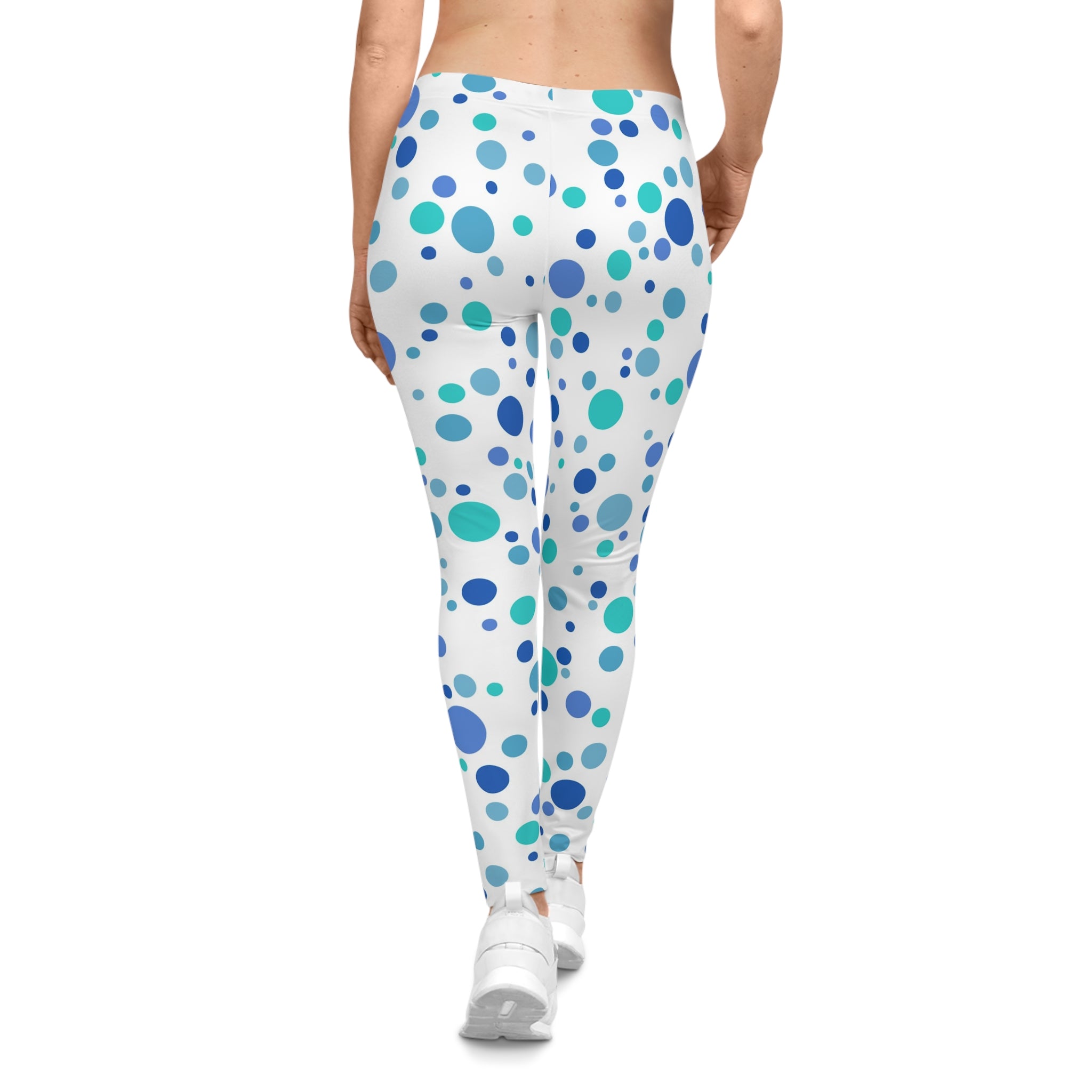 Women's Casual Leggings (AOP) Dots blue