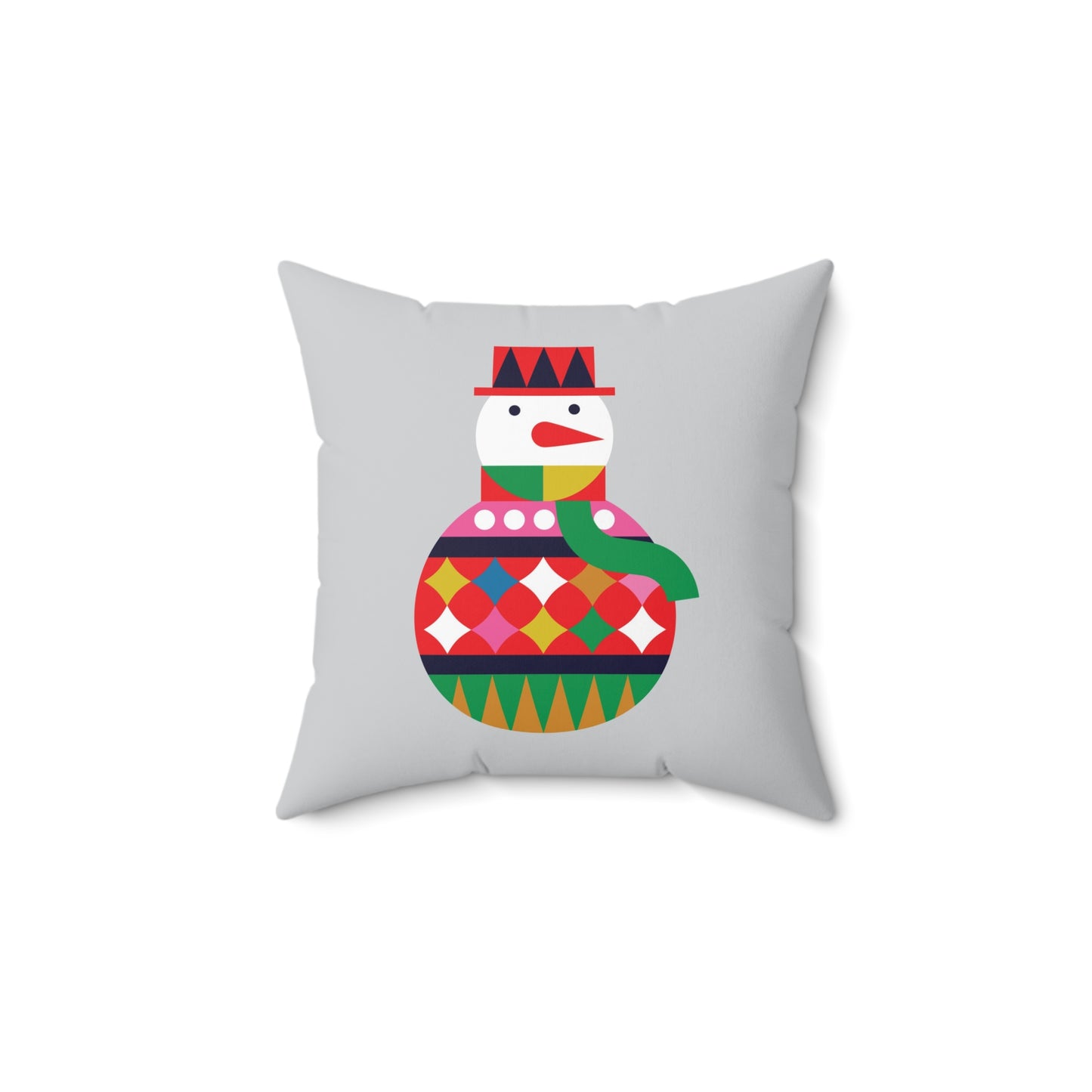 Faux Suede Square Pillow Christmas Snow Man