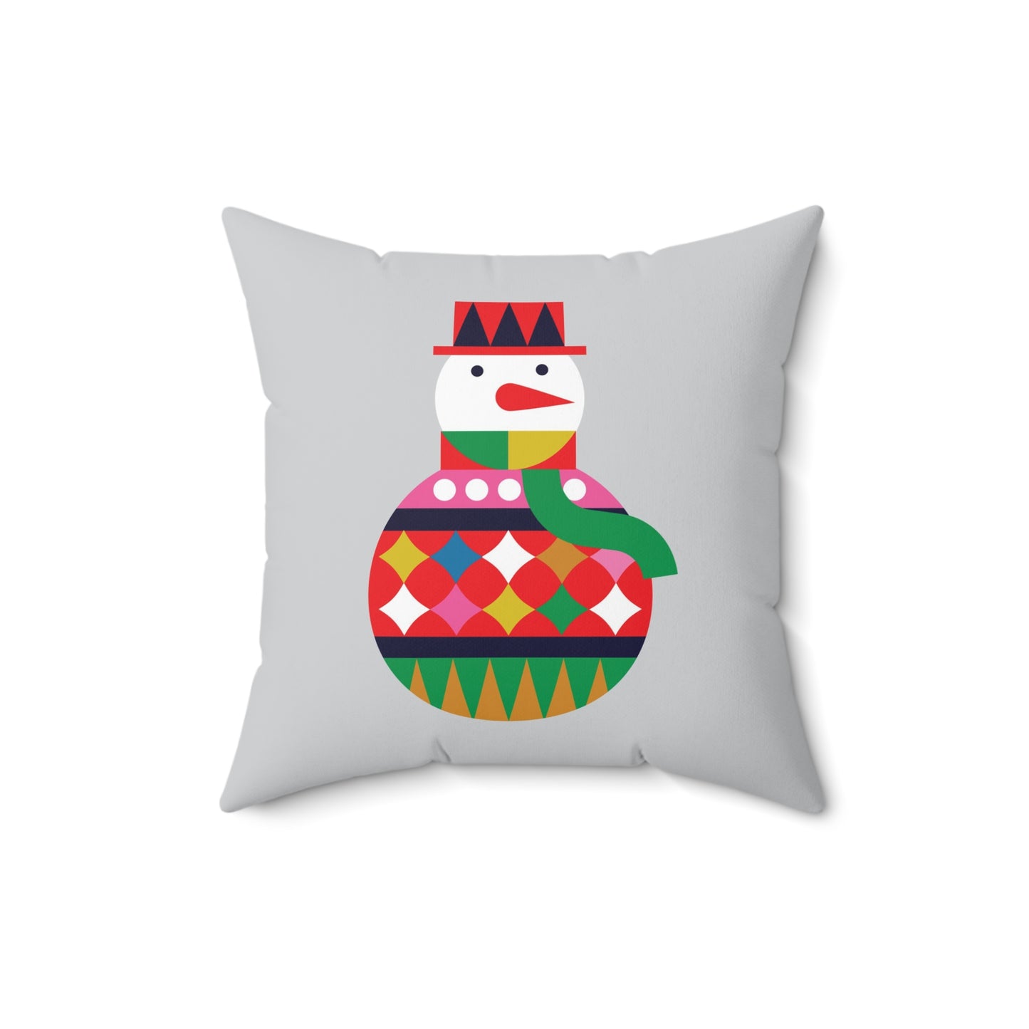 Faux Suede Square Pillow Christmas Snow Man