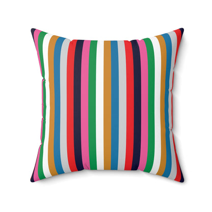 Faux Suede Square Pillow Christmas Stripes