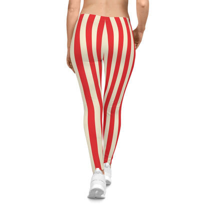 Women's Casual Leggings (AOP) Red Stripes