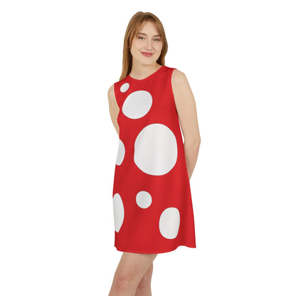 A-line Sleeveless Dress (AOP) Dots red