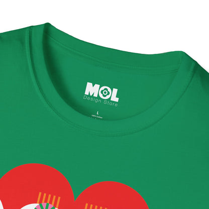 Frieden &amp; Liebe Herzliches Unisex Softstyle T-Shirt 