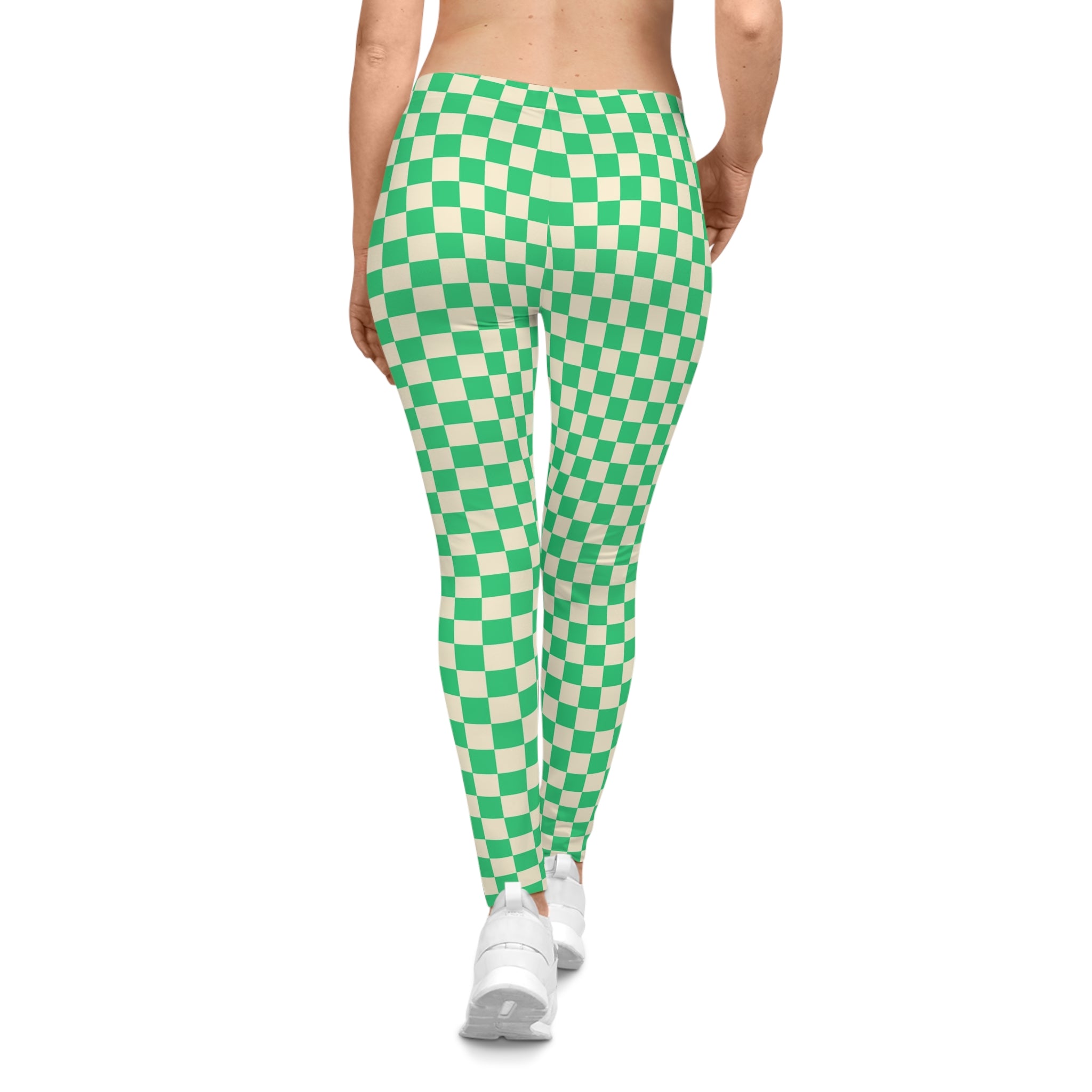 Women's Casual Leggings (AOP) Checkered green