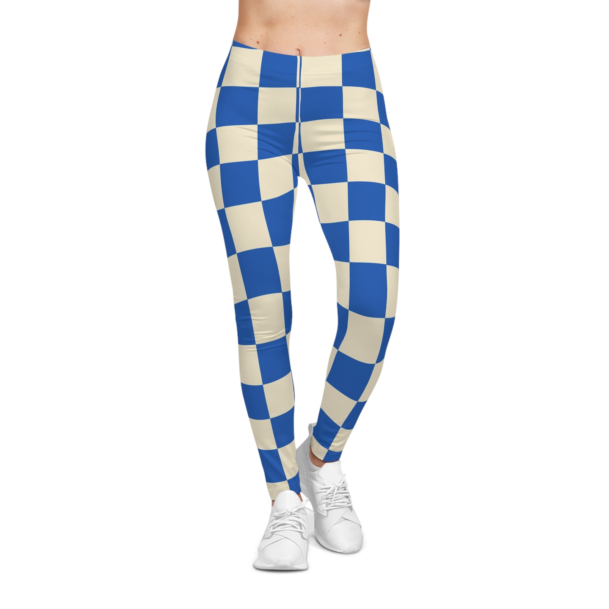 Women's Casual Leggings (AOP) Checkered blue