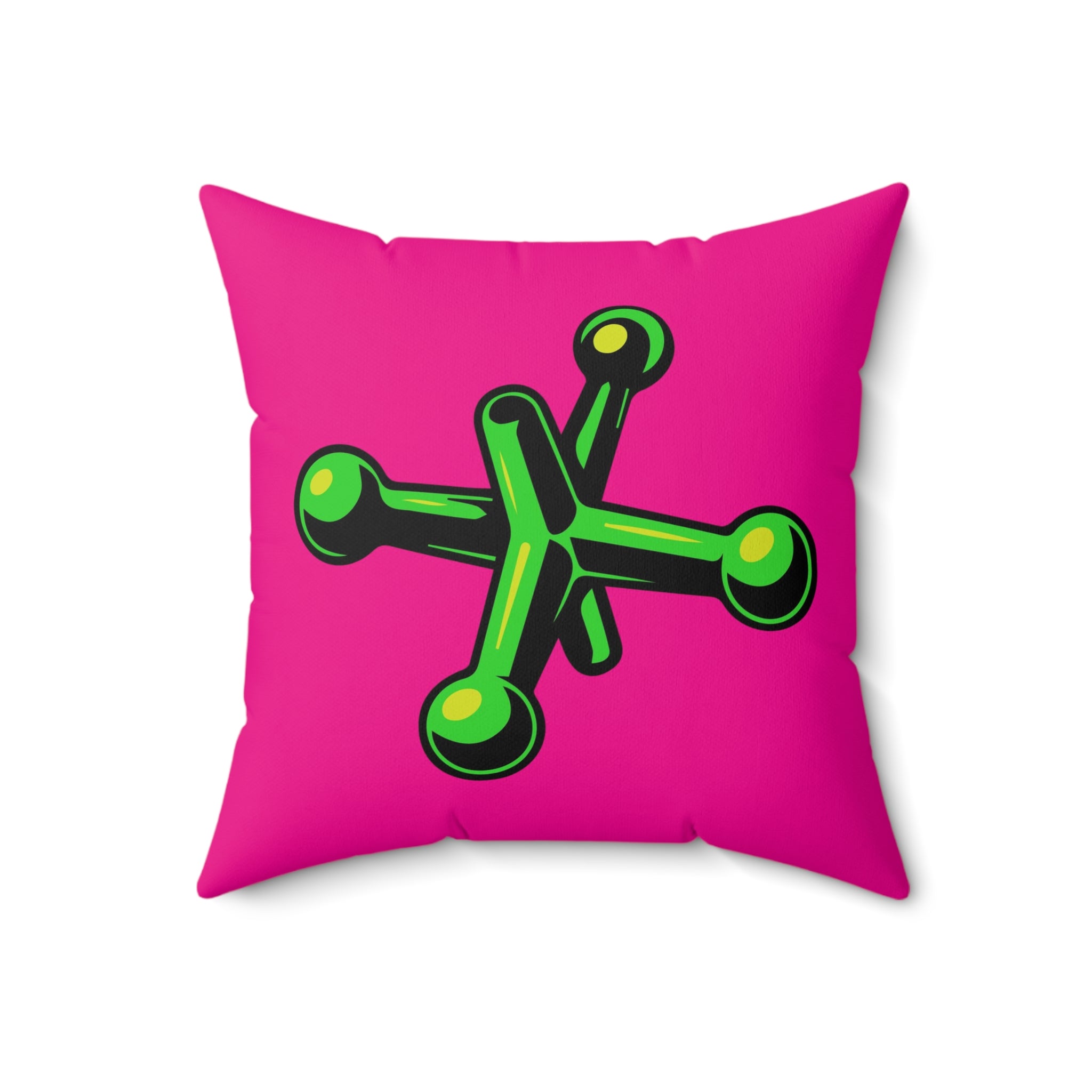 Faux Suede Square Pillow Jacks green - fushia