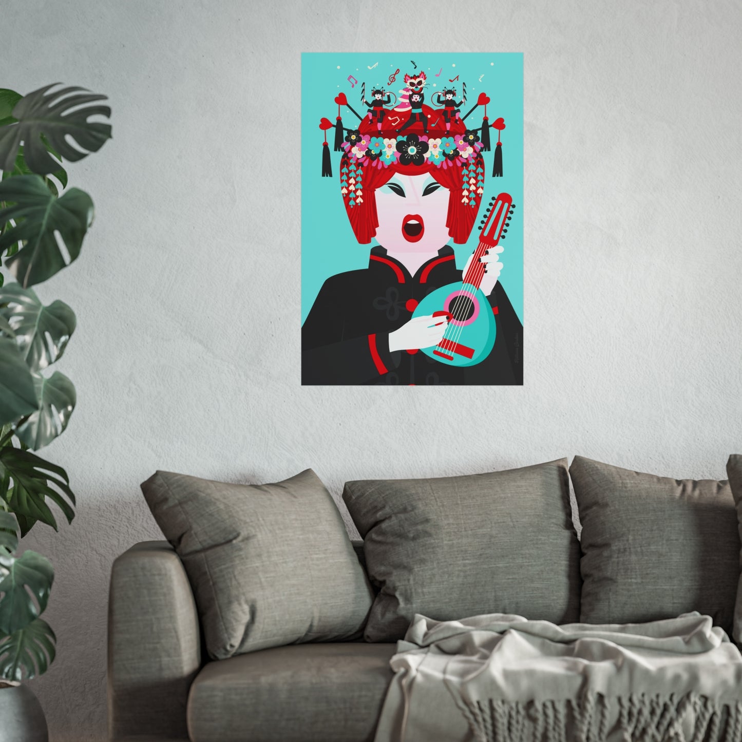 Giclée Fine Art Print  - Beijing Opera Art - The Mandolin Player