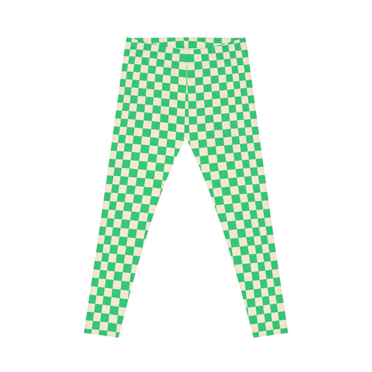 Women's Casual Leggings (AOP) Checkered green