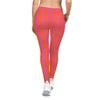 Women's Casual Leggings (AOP) Stripes pink orange