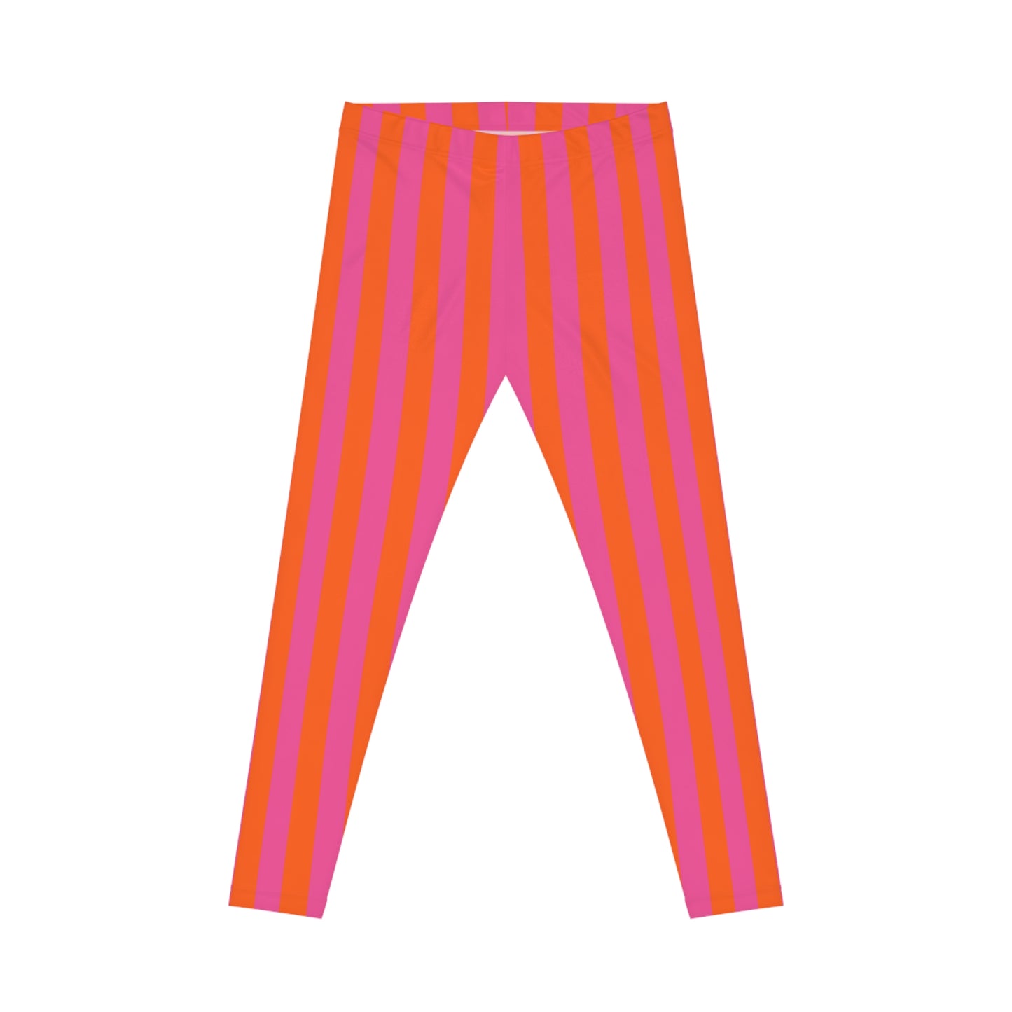 Women's Casual Leggings (AOP) Stripes pink orange