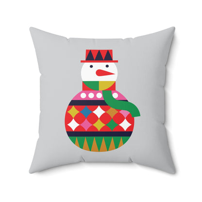 Faux Suede Square Pillow Christmas Snow Man