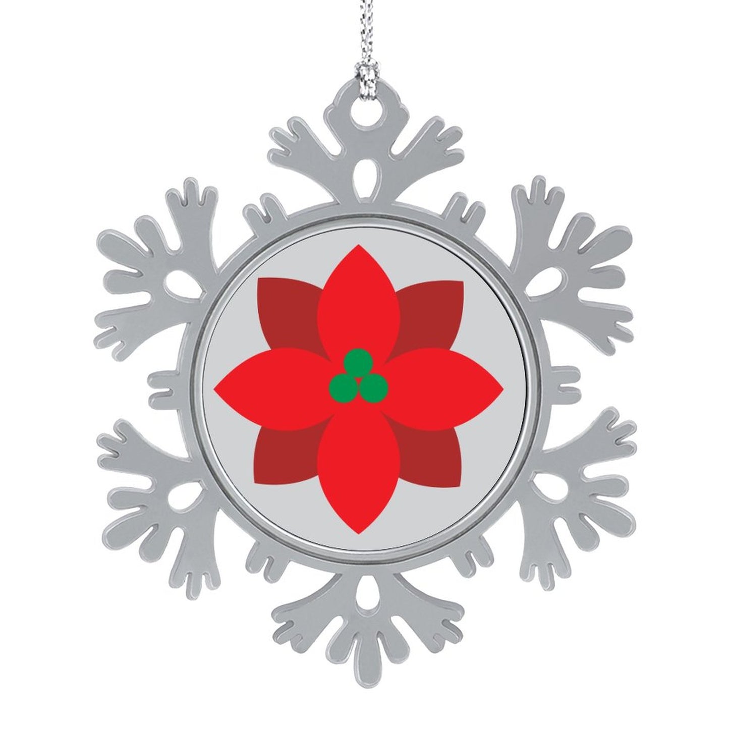 Christmas Aluminium Snowflake Decorations Red Flowers