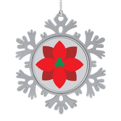 Christmas Aluminium Snowflake Decorations Red Flowers