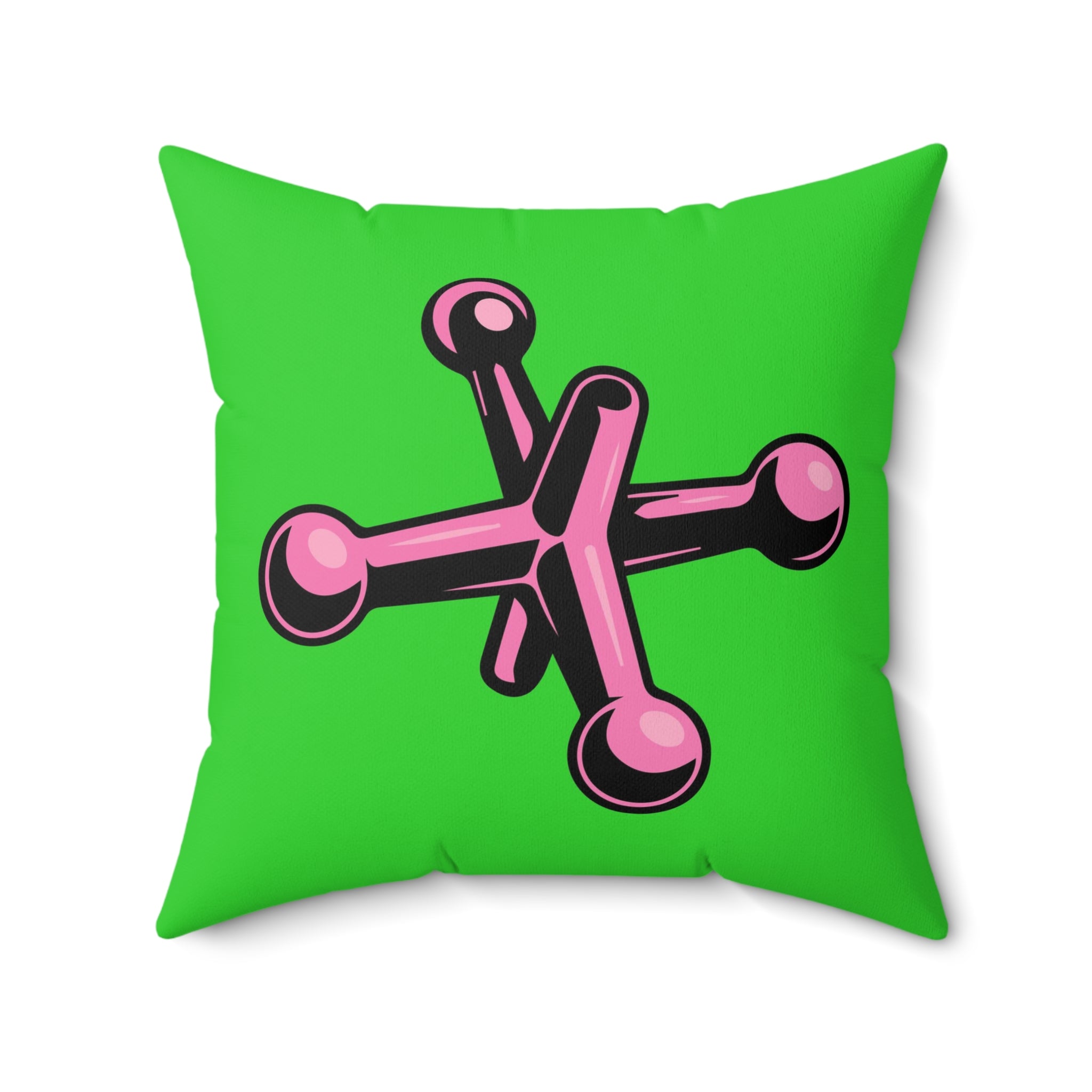 Faux Suede Square Pillow Jacks pink - green