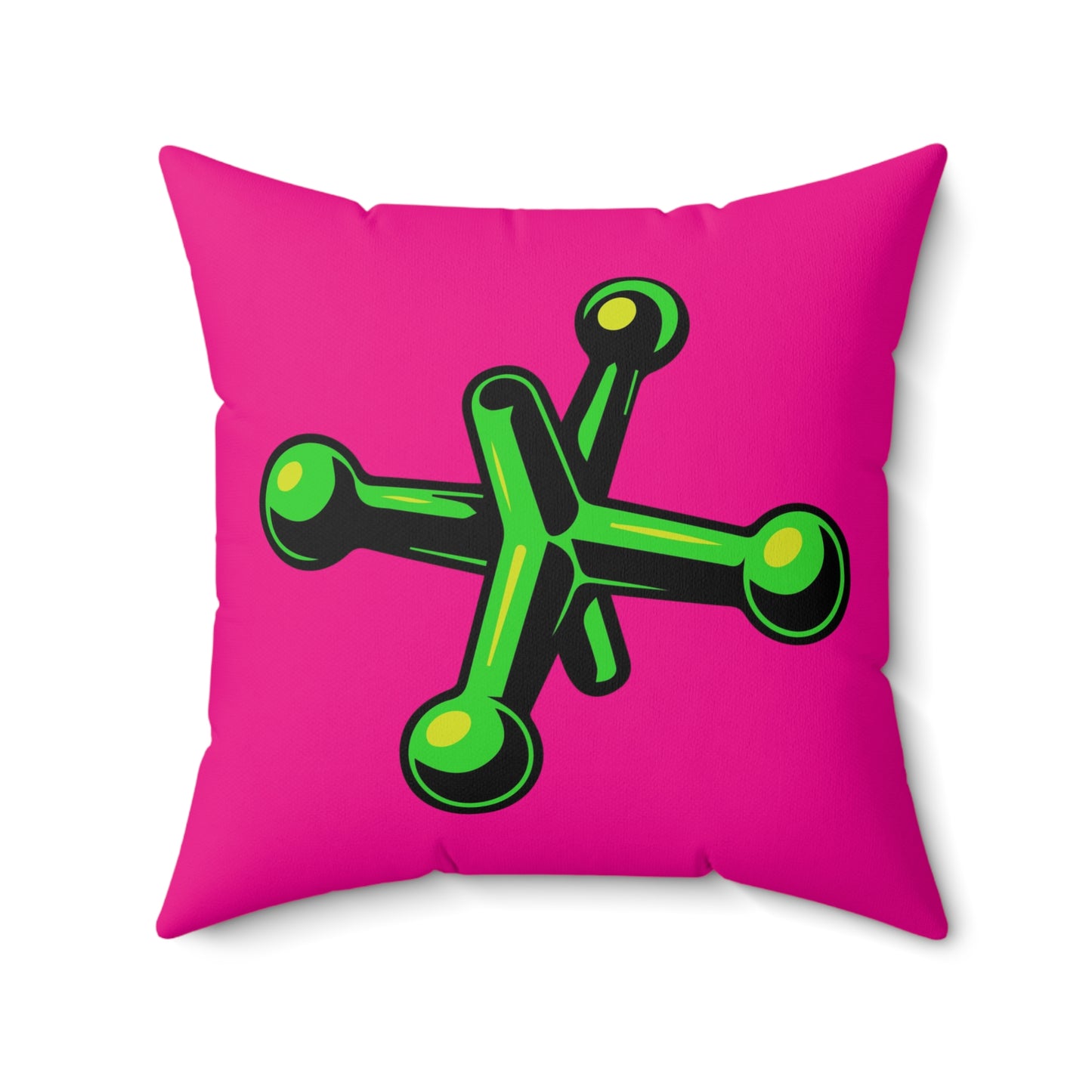 Faux Suede Square Pillow Jacks green - fushia