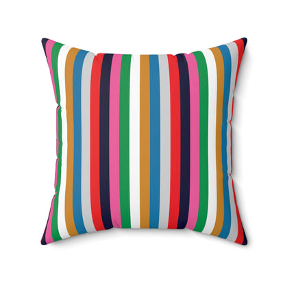 Faux Suede Square Pillow Christmas Stripes