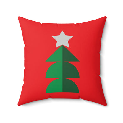 Faux Suede Square Pillow Christmas Pine Tree flat