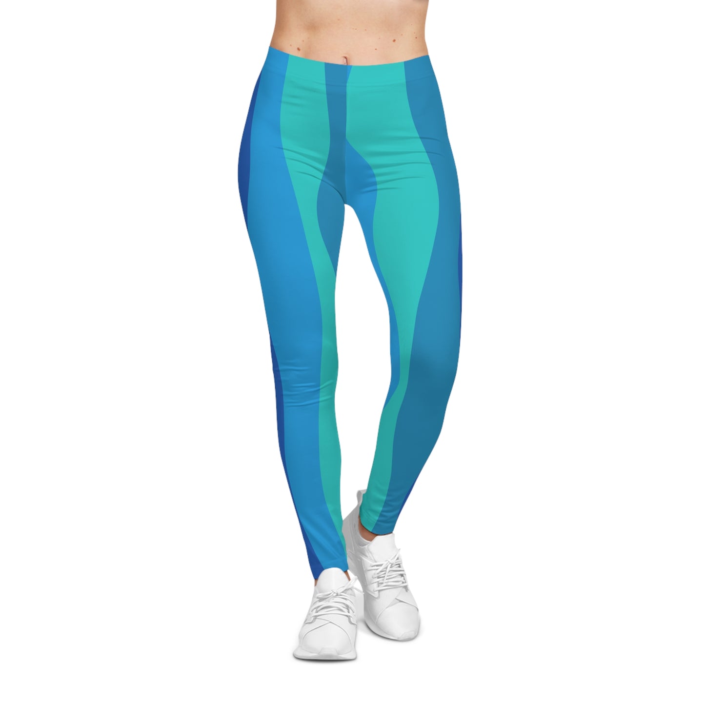 Damen Casual Leggings (AOP) Wellen blau