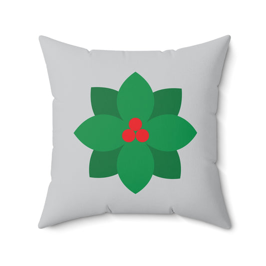 Faux Suede Square Pillow Christmas Flowers flat