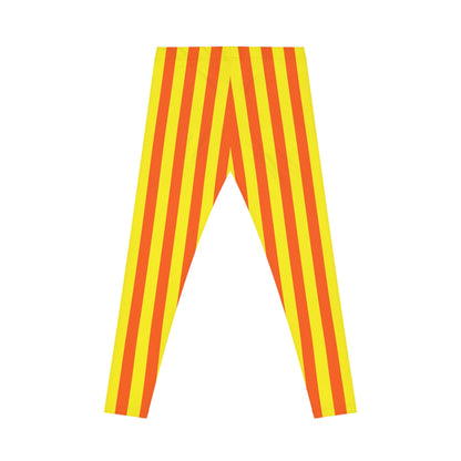 Women's Casual Leggings (AOP) Stripes yellow orange