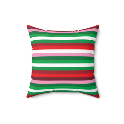 Faux Suede Square Pillow Christmas Stripes 2