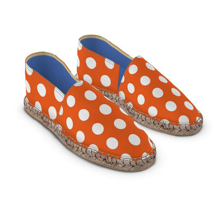 Espadrilles Punkte orange und weiß