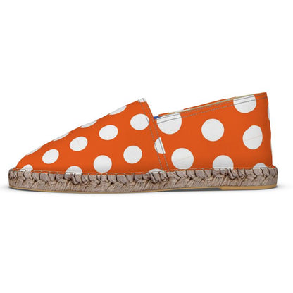 Espadrilles Punkte orange und weiß