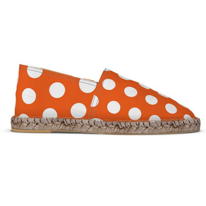 Espadrilles Punkte orange und weiß