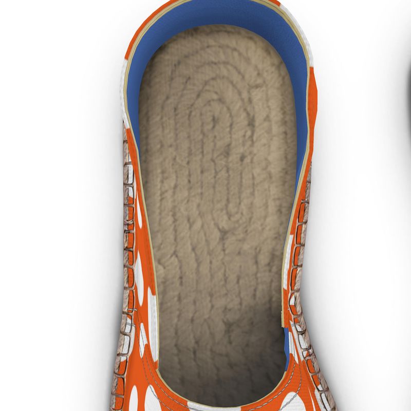 Espadrilles Punkte orange und weiß