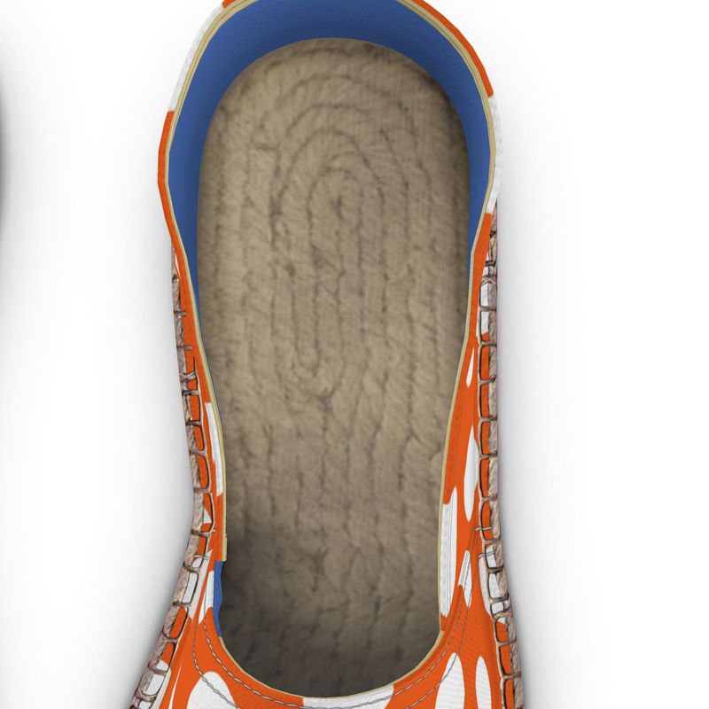 Espadrilles Punkte orange und weiß