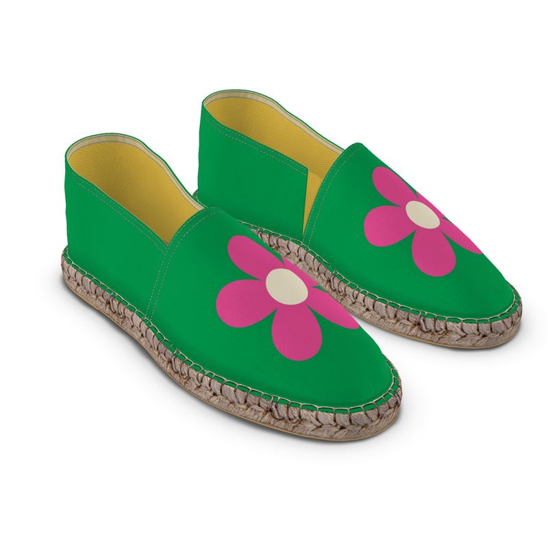 Espadrilles Flowers pink and green