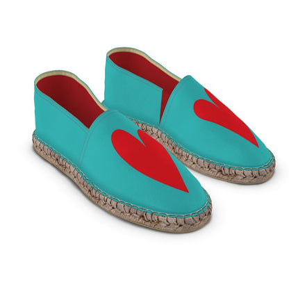 Espadrilles Heart red and turquoise