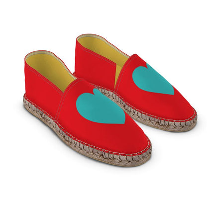 Espadrilles Herz türkis und rot