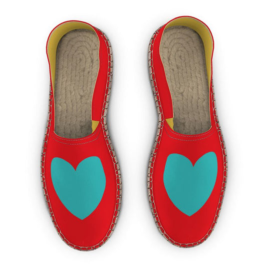 Espadrilles Heart turquoise and red