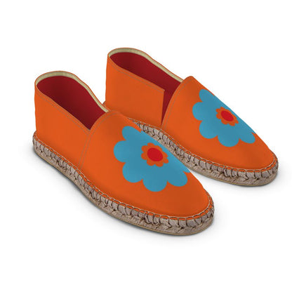 Espadrilles Flowers blue and orange