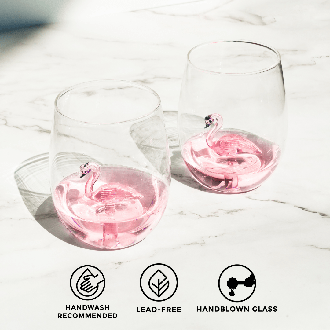 3D Flamingo Stemless Glasses