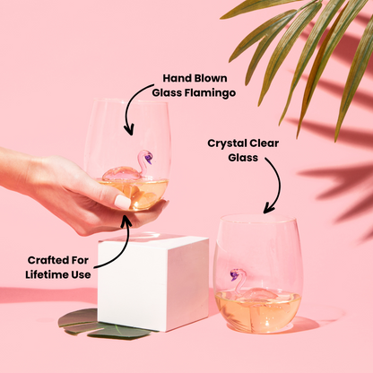 3D Flamingo Stemless Glasses