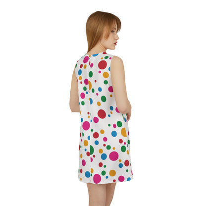 A-line Sleeveless Dress (AOP) Dots colorfull