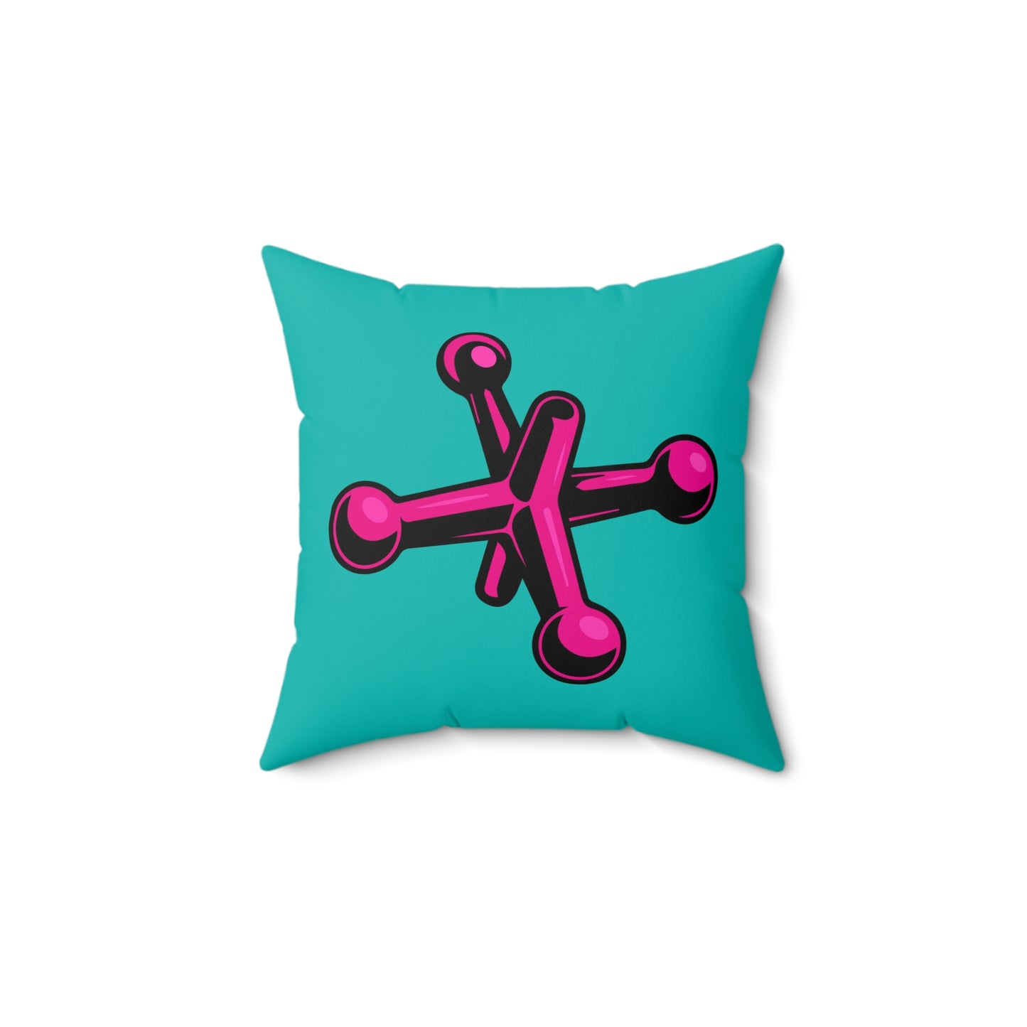 Faux Suede Square Pillow Jacks fushia - turquoise