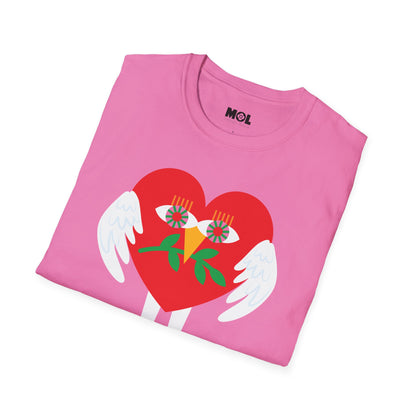 Frieden &amp; Liebe Herzliches Unisex Softstyle T-Shirt 